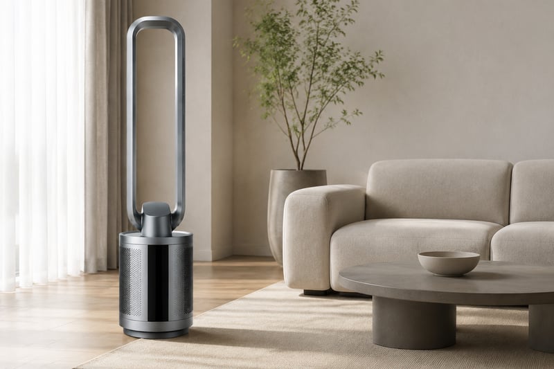 43 inch BLDC Bladeless Fan With Air Purifier illustrative application scene