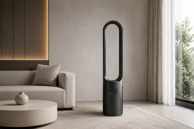 43 inch BLDC Bladeless Fan With Air Purifier illustrative application scene